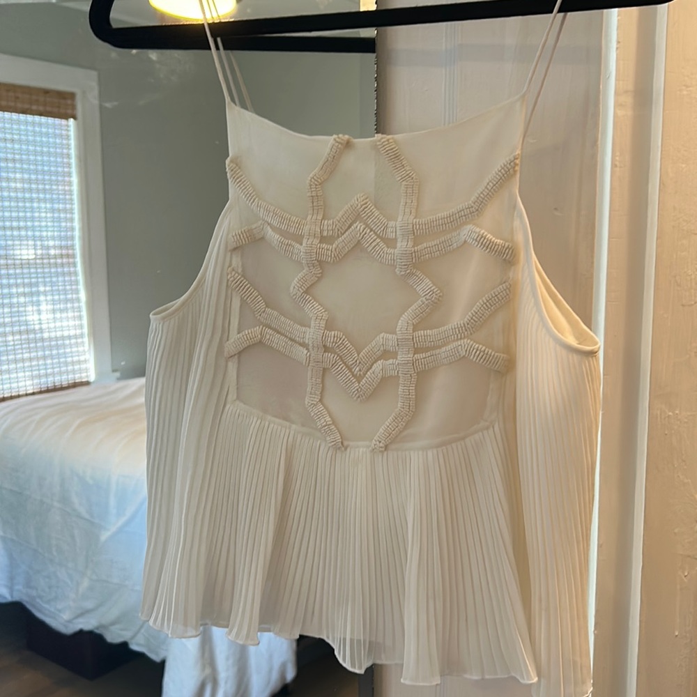 Club Monaco white beaded cropped camisole